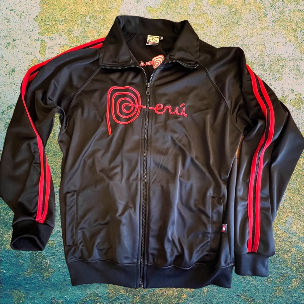 Vintage Peru Machu Picchu Black Embroidered Souvenir Jacket Small